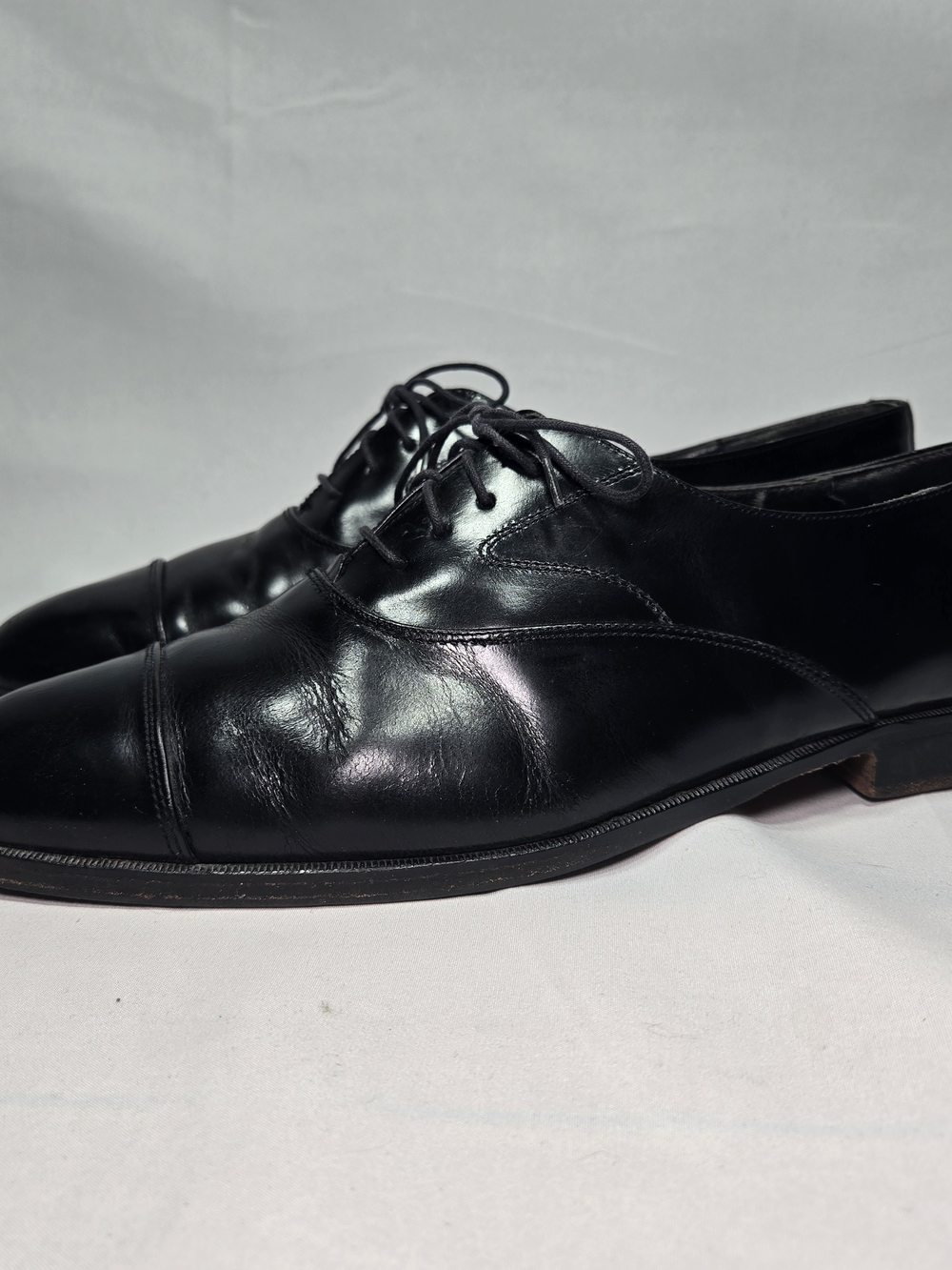Duccio Papini Italian Leather Black Oxford Dress Shoes Mens 10.5 Luxury Preppy